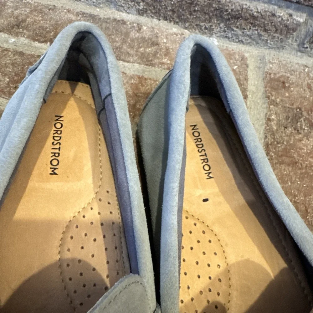 Nordstrom Men's Suede Driving Loafers Light Gray Moccasins Slip On Size 10M #481